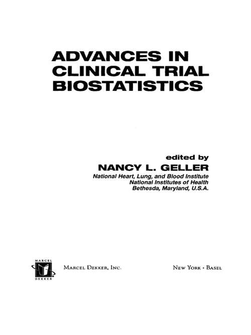 Book cover of Advances in Clinical Trial Biostatistics (Chapman And Hall/crc Biostatistics Ser.: Vol. 13)