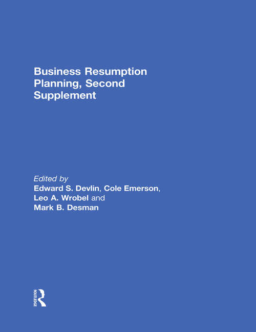 Book cover of Business Resumption Planning, Second Supplement