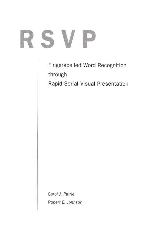 Book cover of Fingerspelled Word Recognition through Rapid Serial Visual Presentation
