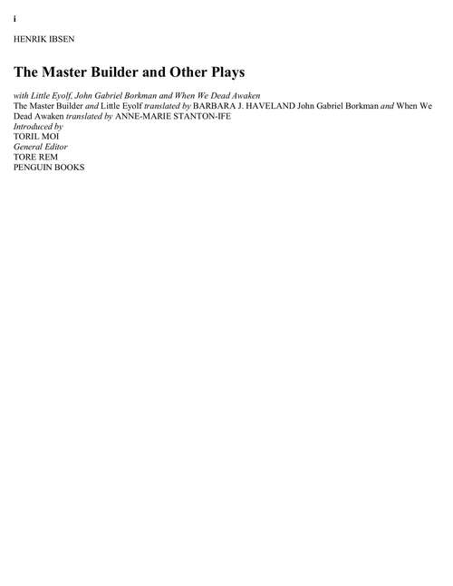 Book cover of The Master Builder and Other Plays