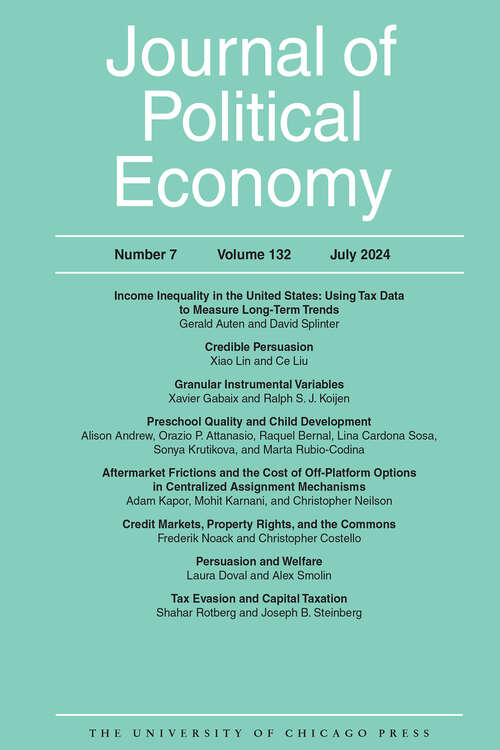 Book cover of Journal of Political Economy, volume 132 number 7 (July 2024)