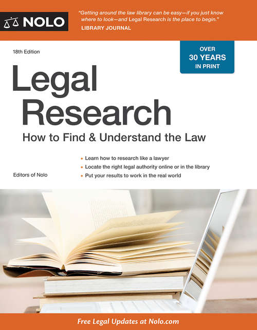 Book cover of Legal Research: How To Find And Understand The Law