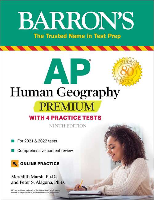 Book cover of AP Human Geography Premium: With 4 Practice Tests (Ninth Edition) (Barron's Test Prep)