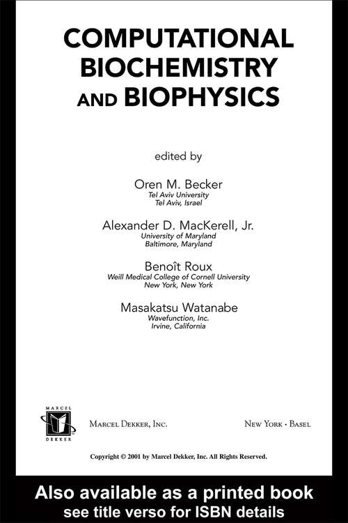 Book cover of Computational Biochemistry and Biophysics (1)