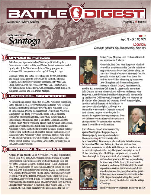 Book cover of Battle Digest: Saratoga (Battle Digest Series)