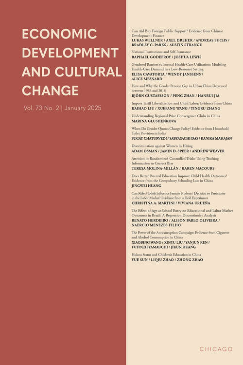 Book cover of Economic Development and Cultural Change, volume 73 number 2 (January 2025)