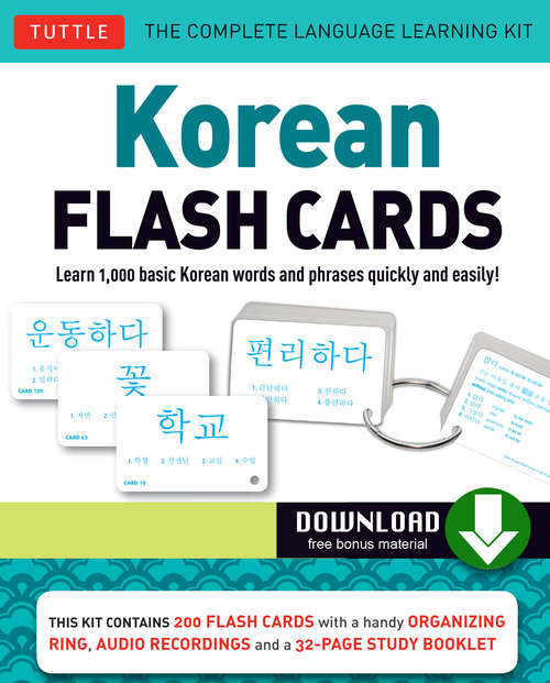 Book cover of Korean Flash Cards: Learn 1,000 Basic Korean Words and Phrases Quickly and Easily!