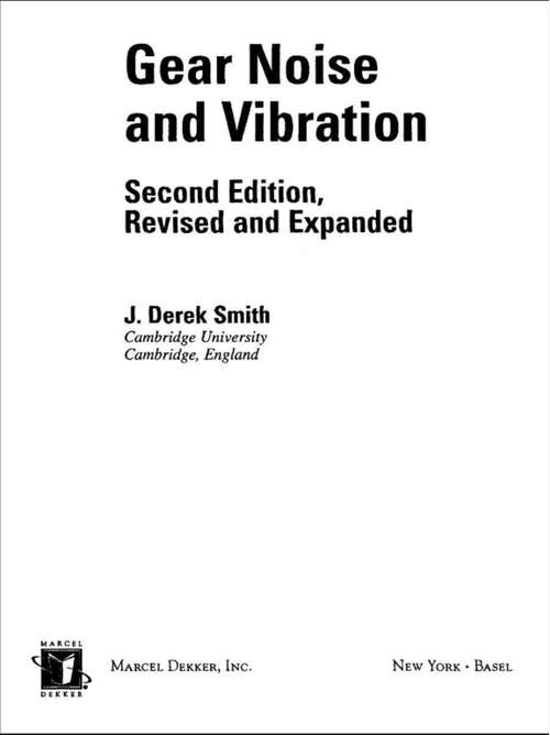 Book cover of Gear Noise and Vibration (Mechanical Engineering)