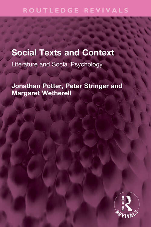 Book cover of Social Texts and Context: Literature and Social Psychology (Routledge Revivals)