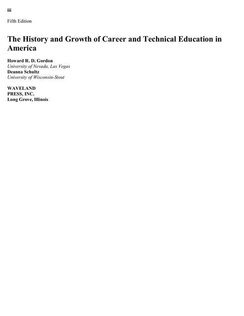 Book cover of The History and Growth of Career and Technical Education in America (Fifth Edition)