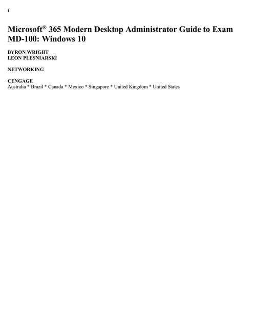 Book cover of Microsoft 365 Modern Desktop Administrator Guide to Exam MD-100: Windows 10