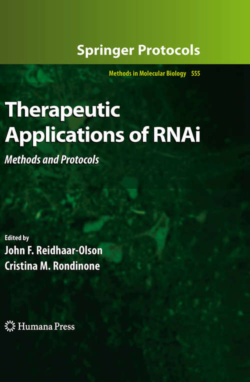 Book cover of Therapeutic Applications of RNAi