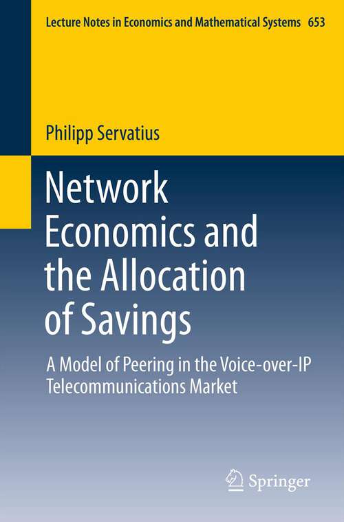 Book cover of Network Economics and the Allocation of Savings