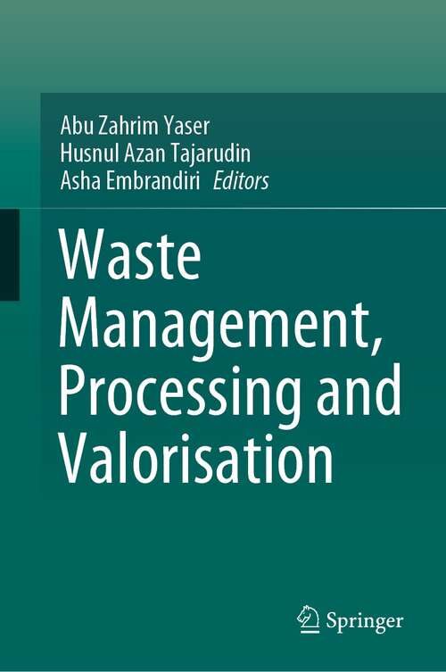 Book cover of Waste Management, Processing and Valorisation (1st ed. 2022)