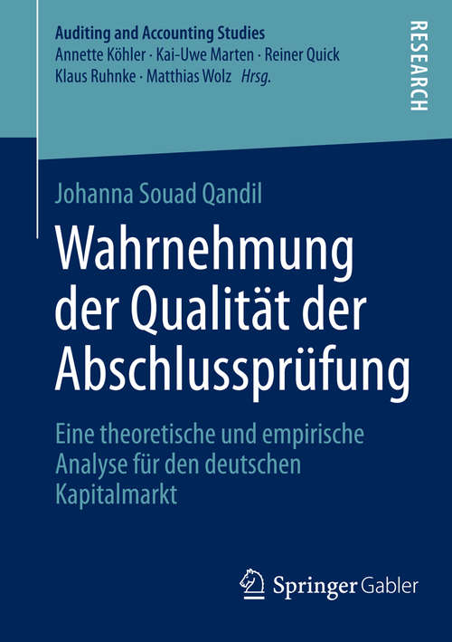 Book cover of Wahrnehmung der Qualität der Abschlussprüfung