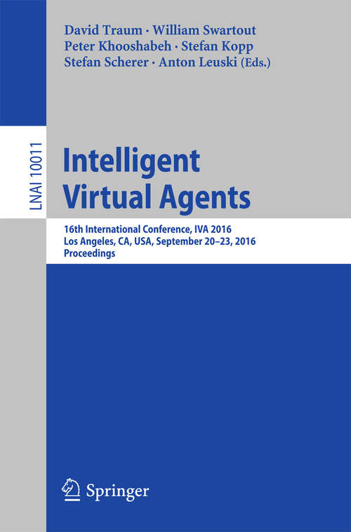 Book cover of Intelligent Virtual Agents