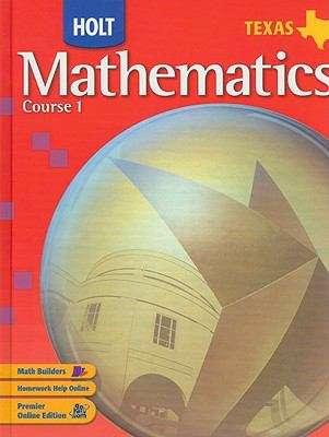 Book cover of Holt Mathematics, Course 1 (Texas Edition)