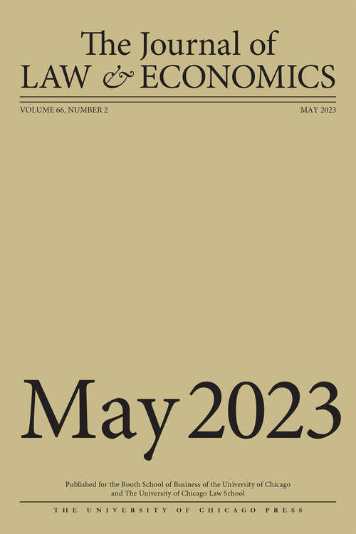 Book cover of The Journal of Law and Economics, volume 66 number 2 (May 2023)