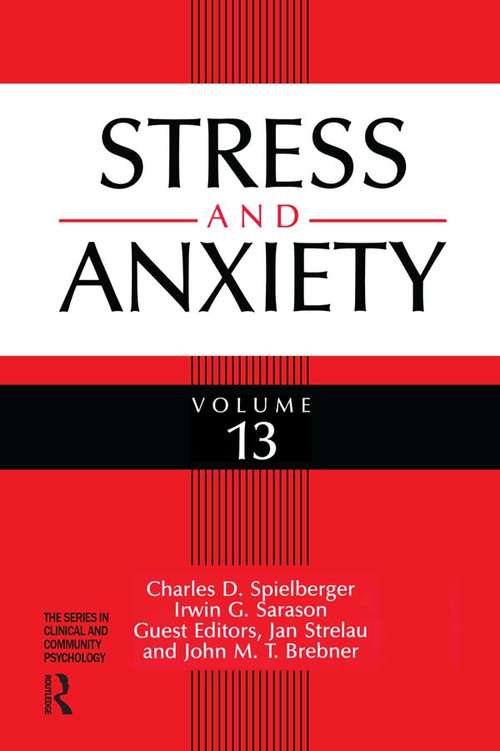 Book cover of Stress And Anxiety: Anxiety, Anger And Curiosity, Volume 17 (Clinical and Community Psychology)