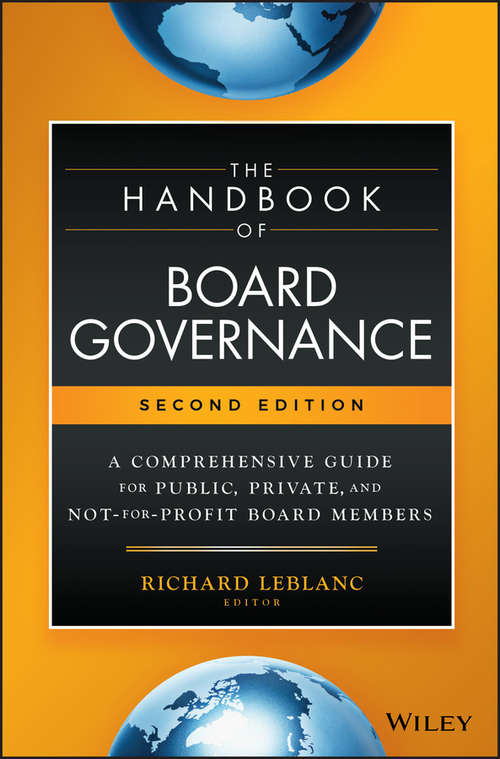 Book cover of The Handbook of Board Governance: A Comprehensive Guide for Public, Private, and Not-for-Profit Board Members (2)