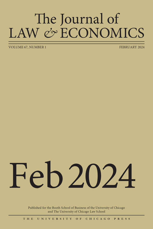 Book cover of The Journal of Law and Economics, volume 67 number 1 (February 2024)