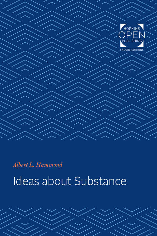 Book cover of Ideas about Substance (Seminar in the History of Ideas)