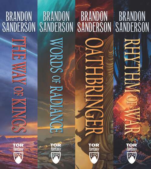 Book cover of The Stormlight Archive, Books 1-4: The Way of Kings, Words of Radiance, Oathbringer, Rhythm of War (The Stormlight Archive)