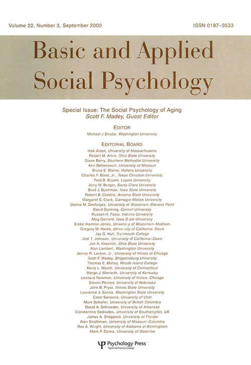 Book cover of The Social Psychology of Aging: A Special Issue of basic and Applied Social Psychology