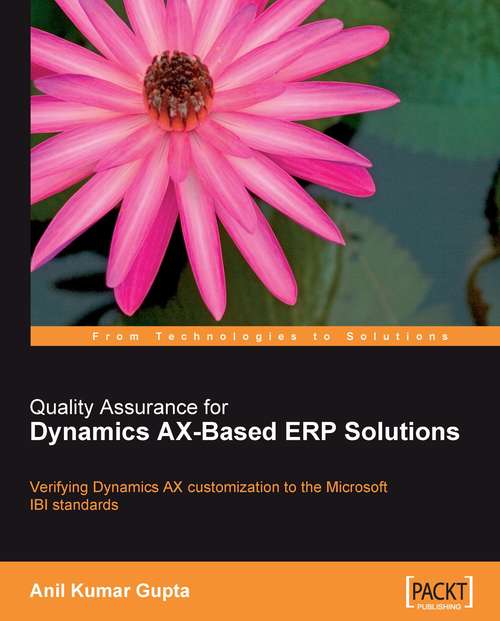Book cover of Quality Assurance for Dynamics AX-Based ERP Solutions