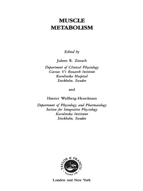 Book cover of Muscle Metabolism