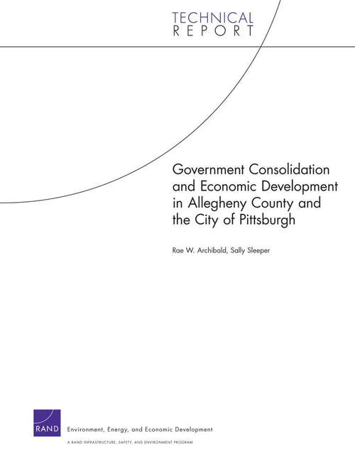 Book cover of Government Consolidation and Economic Development in Allegheny County and the City of Pittsburgh