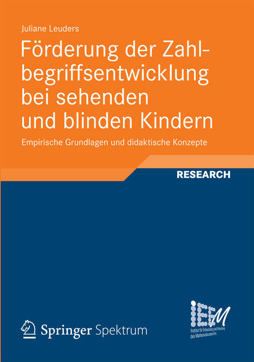 Book cover of Förderung der Zahlbegriffsentwicklung bei sehenden und blinden Kindern