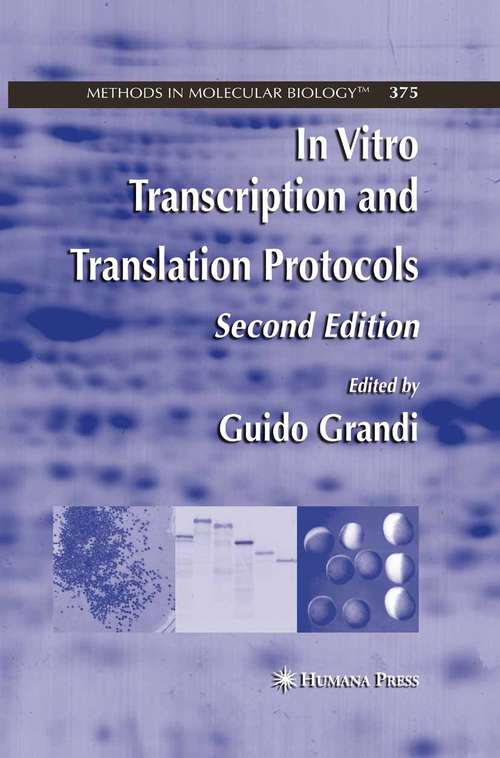 Book cover of In Vitro Transcription and Translation Protocols