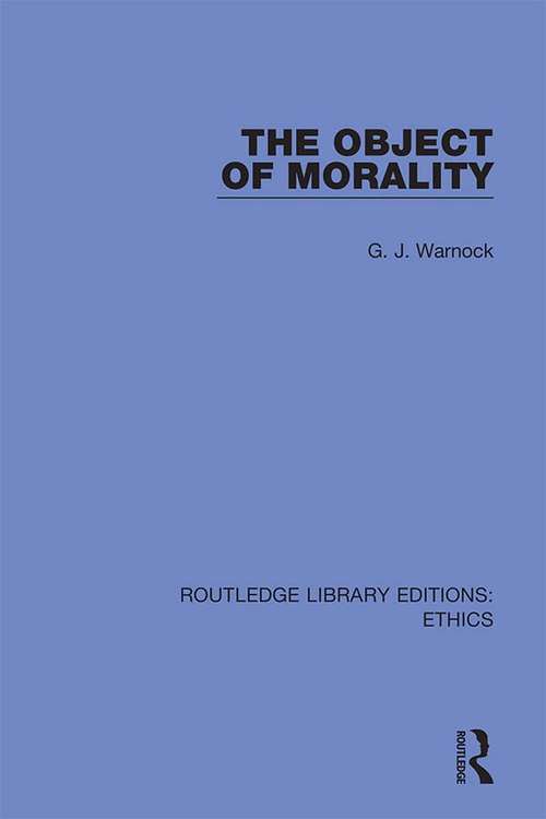 Book cover of The Object of Morality