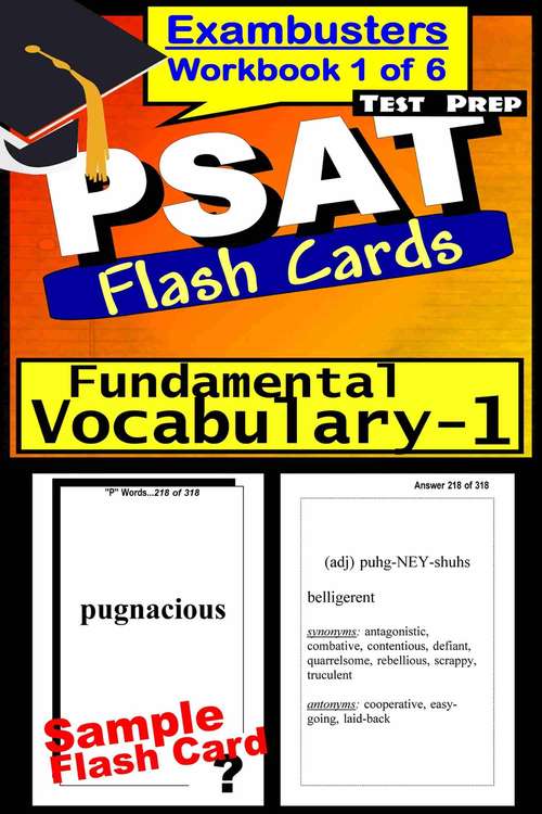 Book cover of PSAT Test Prep Flash Cards: Fundamental Vocabulary - 1 (Exambusters PSAT Workbook: 1 of 6)