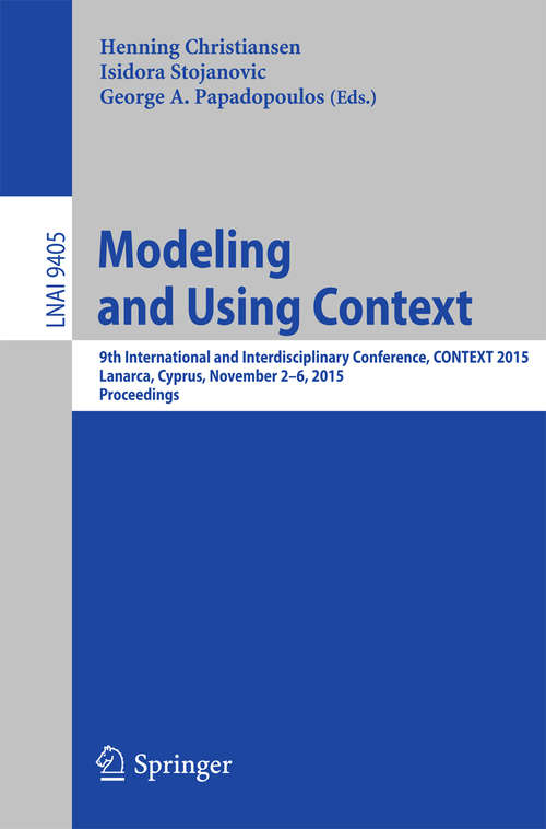 Book cover of Modeling and Using Context