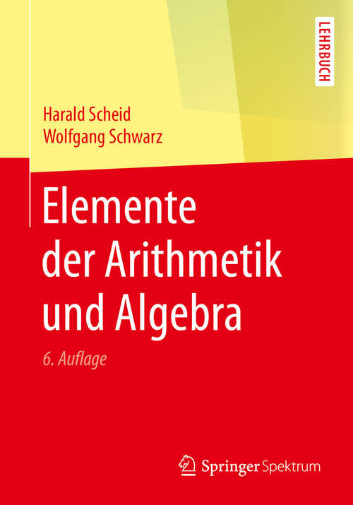 Book cover of Elemente der Arithmetik und Algebra