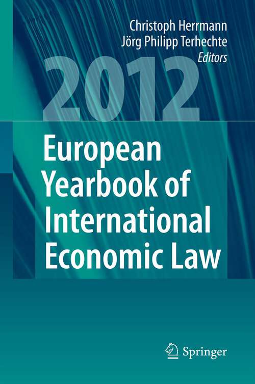 Book cover of European Yearbook of International Economic Law (EYIEL), Vol. 3