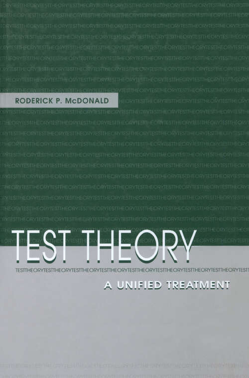 Book cover of Test Theory: A Unified Treatment