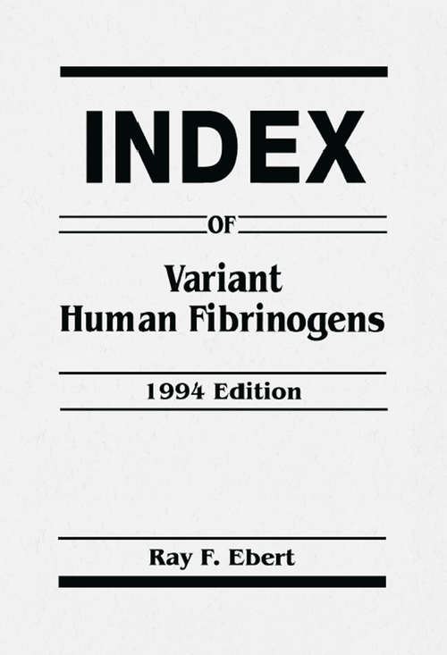 Book cover of Index of Variant Human Fibrinogens