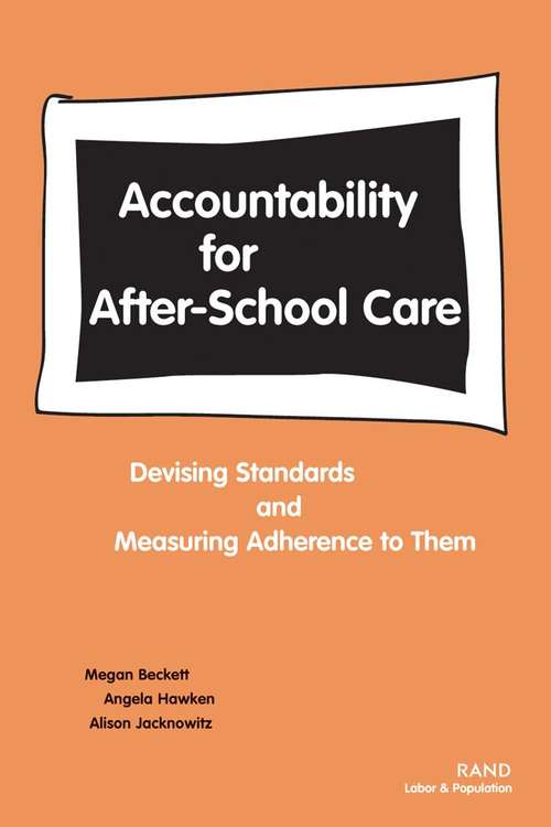 Book cover of Accountability for After-School Care
