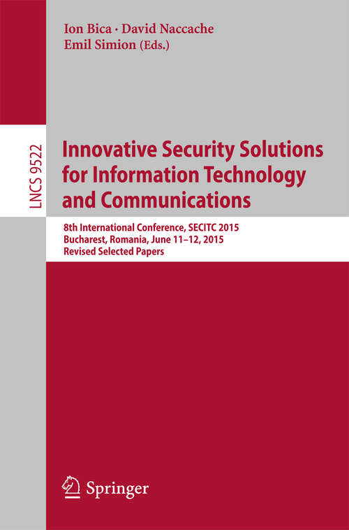 Book cover of Innovative Security Solutions for Information Technology and Communications