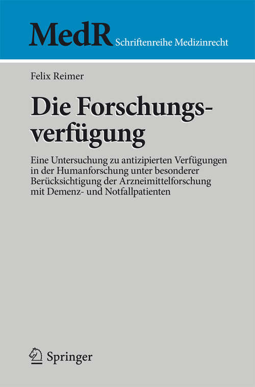 Book cover of Die Forschungsverfügung
