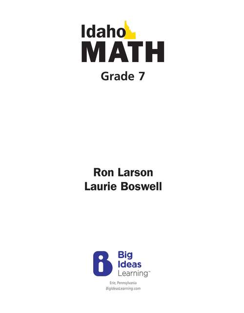 Book cover of Idaho Math 2024 Grade 7