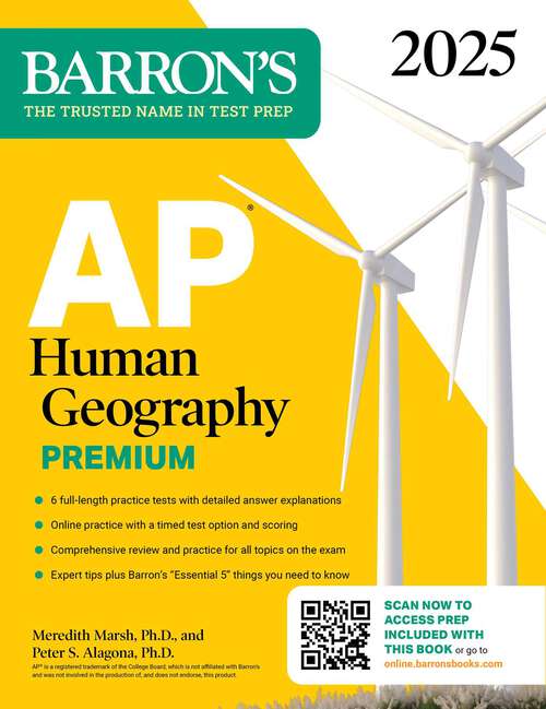Book cover of AP Human Geography Premium, 2025: Prep Book with 6 Practice Tests + Comprehensive Review + Online Practice (Barron's AP Prep)