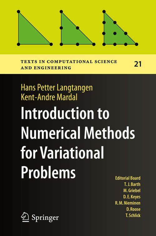 Book cover of Introduction to Numerical Methods for Variational Problems (1st ed. 2019) (Texts in Computational Science and Engineering #21)