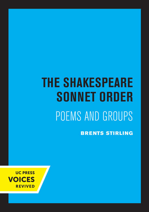 Book cover of The Shakespeare Sonnet Order: Poems and Groups