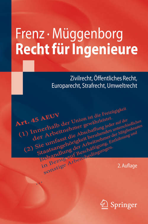 Book cover of Recht für Ingenieure