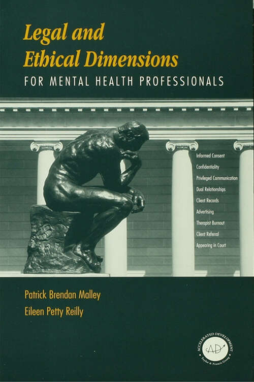 Book cover of Legal and Ethical Dimensions for Mental Health Professionals