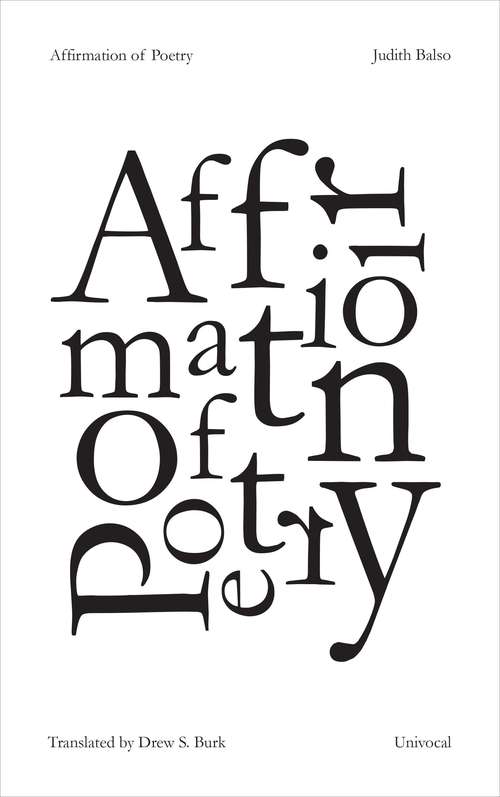 Book cover of Affirmation of Poetry